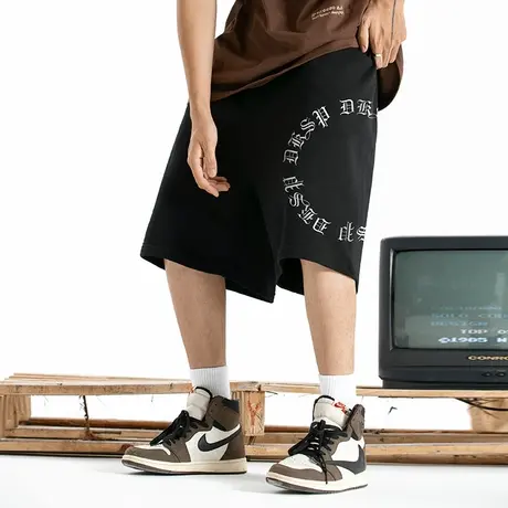 Nuthink潮牌ins美式字母篮球短裤加肥加大oversize夏季运动五分裤商品大图