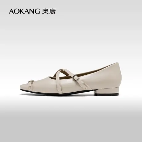 奥康女鞋 2024春季新款小众设计感交叉扣带单鞋复古乐福鞋玛丽珍商品大图