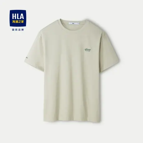 HLA/海澜之家简约圆领短袖T恤24春夏新款时尚落肩肌理感绣花短t男图片