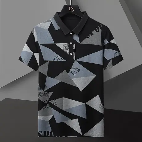 纯棉保罗polo衫夏季2023新款宽松翻领短袖t恤男高端印花半袖上衣商品大图