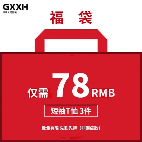 GxxH【3件装78元】大码加肥加大肥佬短袖体恤潮胖男t恤打底衫福袋商品大图