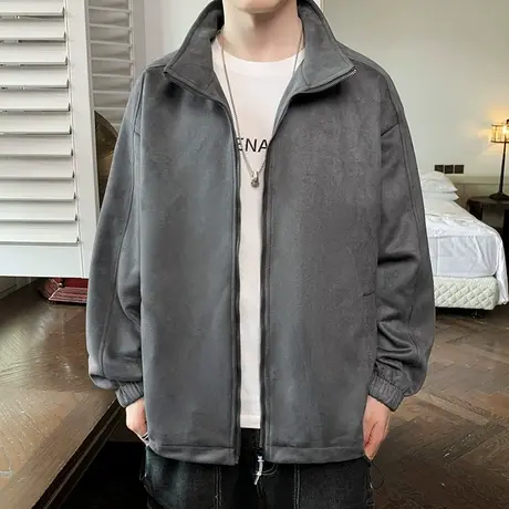 男装秋装麂皮防风夹克男士秋季外套春秋款2023新款痞帅潮港风上衣图片