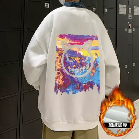 2023新款长袖卡通卫衣男加绒加厚套头上衣服潮流春秋季男装打底衫商品大图
