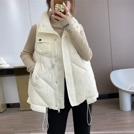 2023年冬季新款亮面羽绒棉马甲女式外穿时尚潮流宽松马夹坎肩外套商品大图