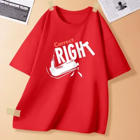 夏季男女纯棉高考红色短袖中考专用学生好运大码半袖t恤送考班服商品大图