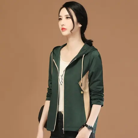 韩潮袭人连帽长袖拼接工装外套女2023秋季新款宽松百搭显瘦棒球服图片