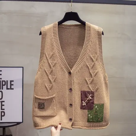 v领针织开衫马甲背心女2023秋装新款宽松外穿马夹外搭毛衣坎肩潮商品大图