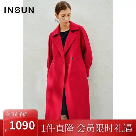 恩裳2023年春款新款流行玫红色大衣大气H廓形外套女秋冬商品大图