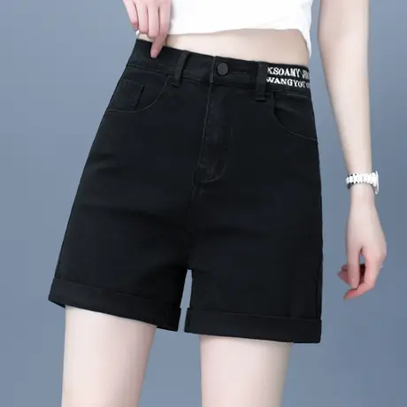 黑色牛仔短裤女宽松秋季2023年新款遮肉显瘦A字热裤阔腿休闲裤子商品大图