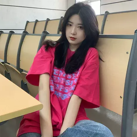 纯棉短袖t恤女oversize2023年夏季宽松设计感小众美式hiphop上衣图片