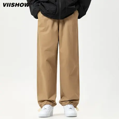 VIISHOW美式阔腿工装裤子男春秋季复古休闲长裤潮牌宽松直筒裤商品大图