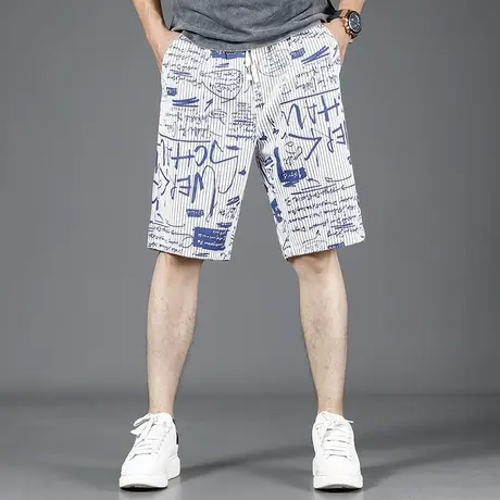 2023夏季新款休闲短裤男潮牌印花宽松男士五分松紧腰时尚潮流裤子商品大图