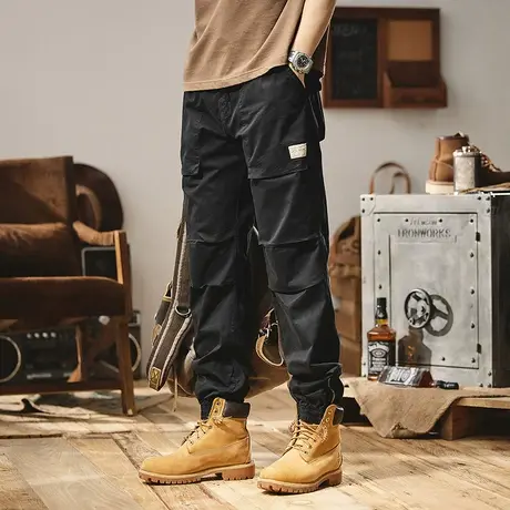 Modi Nick/摩帝尼克男士纯色工装裤宽松纯棉潮牌潮流束脚运动裤子商品大图