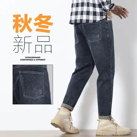港风牛仔长裤男士宽松直筒休闲男裤子秋季冬季秋冬款2023新款新塘商品大图
