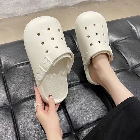 洞洞鞋女夏季韩版ins潮时尚外穿踩屎感eva防滑包头厚底沙滩凉拖鞋商品大图