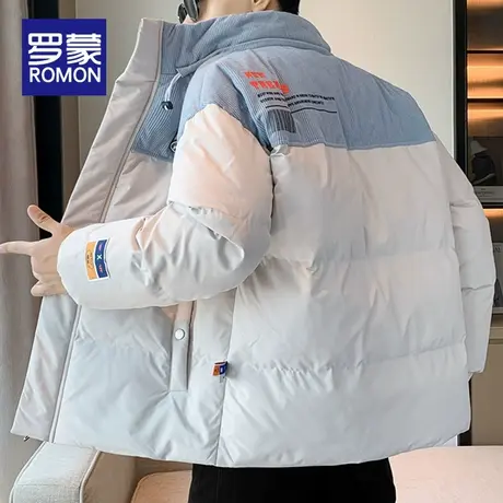 罗蒙立领棉衣男士秋冬季新款潮牌加厚保暖棉服简约时尚棉服外套男图片