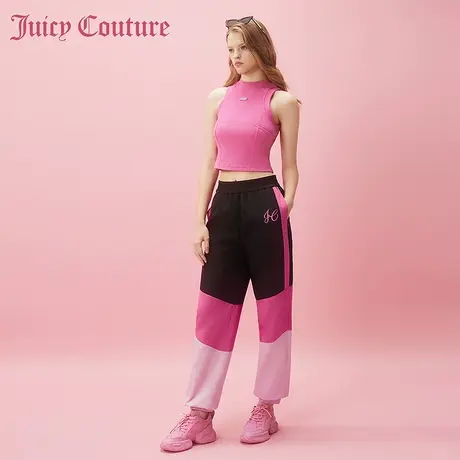 Juicy Couture橘滋2024早春穿搭新款运动甜心刺绣拼色女式休闲裤商品大图