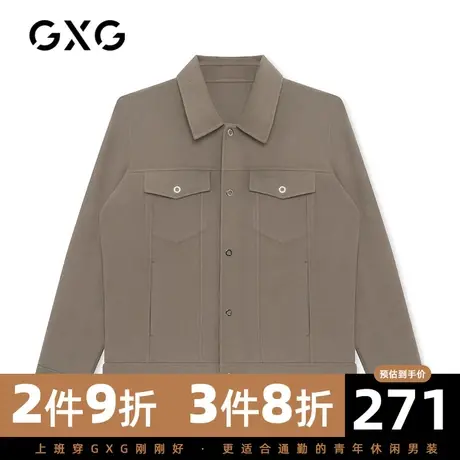GXG男装 冬季韩版宽松卡其色休闲男士翻领夹克外套GC121514L商品大图