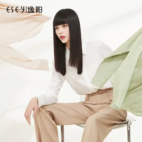 逸阳白色长袖衬衫女2023春季新款宽松显瘦直筒外套衬衣雪纺上衣图片