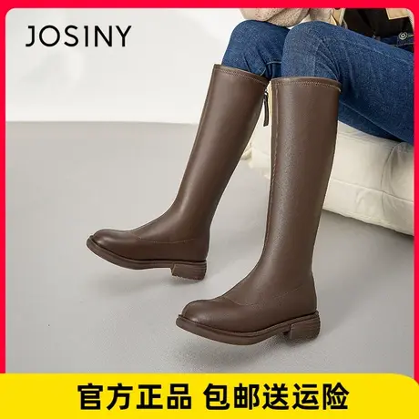 卓诗尼靴子2022新款爆款粗跟长靴子女时尚高筒靴简约保暖女靴正品图片