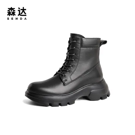 森达马丁靴女冬季商场同款户外厚底真皮中筒休闲短靴SVE01DD3图片