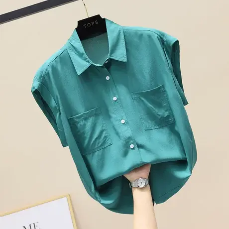 白色衬衫女夏季短袖设计感小众轻熟薄款宽松复古港味无袖法式上衣商品大图
