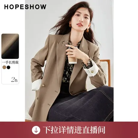【直播专享】秋季直身双排扣枪驳领一手长西装90123272201红袖商品大图