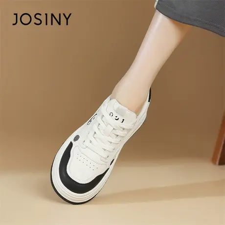Josiny/卓诗尼小白鞋女2024新款春季板鞋软底熊猫女鞋百搭厚底图片