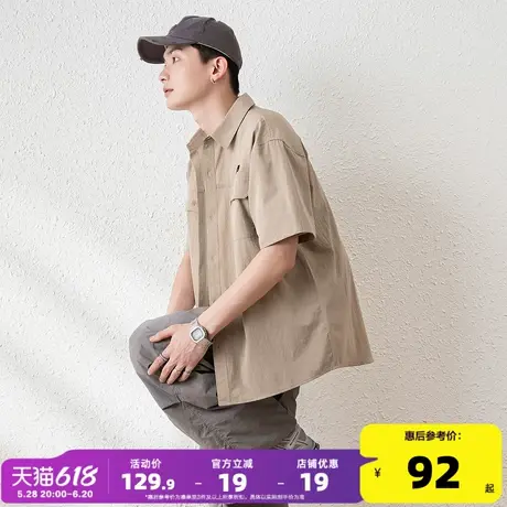 唐狮2025夏季新款短袖衬衫男日系宽松休闲港风百搭复古衬衣外套男商品大图