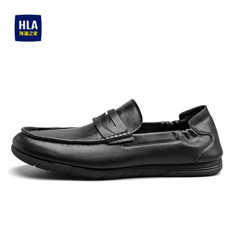 HLA/海澜之家男鞋新款春季时尚豆豆鞋一脚蹬皮鞋男商品大图