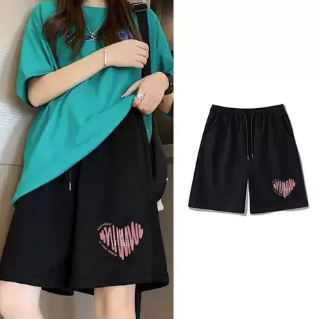 美式hiphop大码休闲短裤纯棉运动阔腿五分裤ins潮牌夏季情侣裤子图片