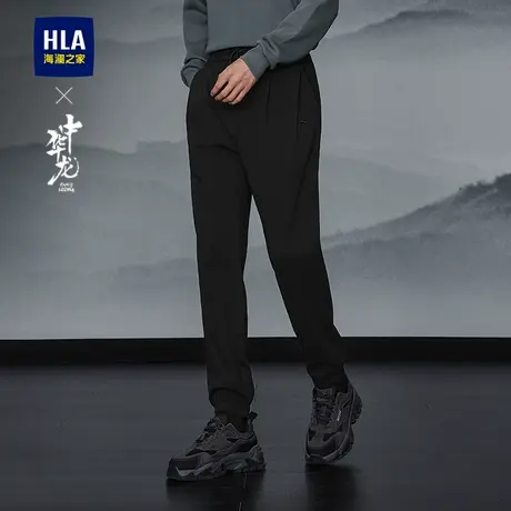 HLA/海澜之家中华龙卫裤2025秋冬新款抽绳松紧腰精致绣花休闲裤男商品大图