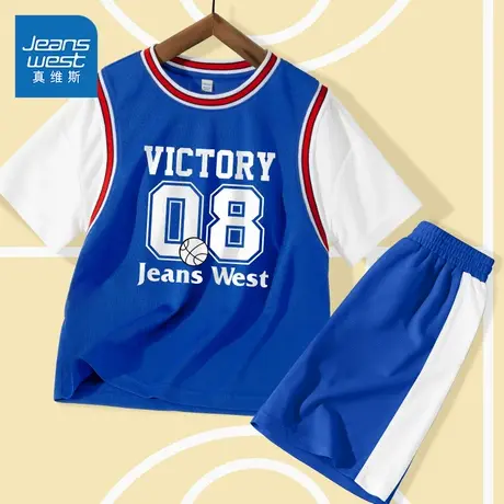 真维斯童装儿童套装夏装男童夏季薄款运动服两件套男孩帅气篮球服商品大图