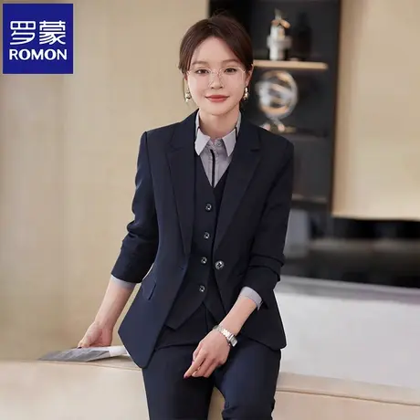 罗蒙女士西服套装2025秋季新款职业装韩版修身时尚百搭销售西装NX商品大图