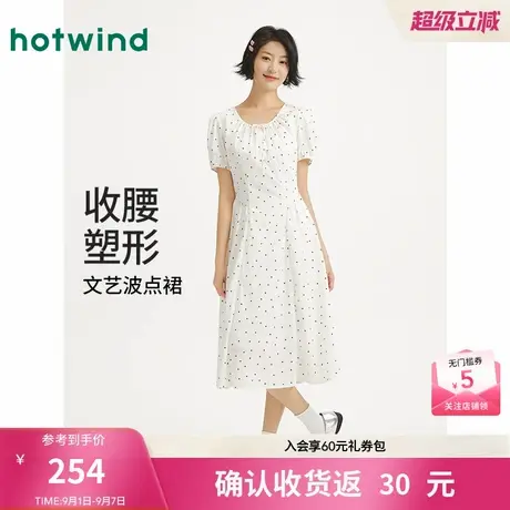 热风波点连衣裙2025年秋季新款女士法式复古泡泡袖连衣裙气质长裙图片