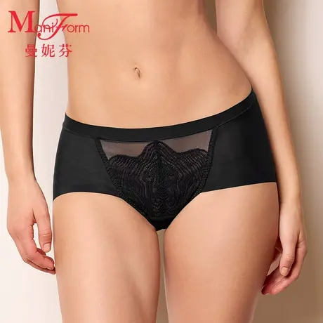曼妮芬2025夏性感蕾丝中低腰低角裤女士内裤全棉内裆底裤20640640商品大图