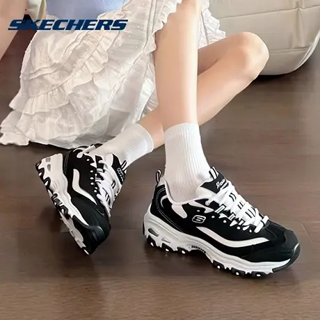 Skechers斯凯奇女鞋秋季款黑白熊猫鞋奶茶熊休闲运动厚底老爹鞋子商品大图