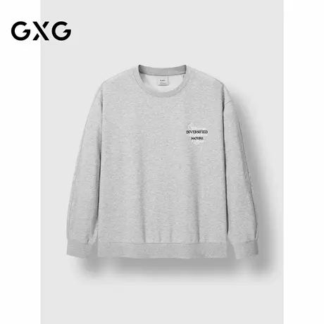 GXG男装 圆领卫衣简约字母刺绣长袖上衣 2024冬季品图片