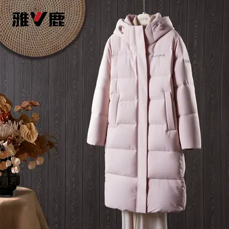 雅鹿2025秋冬新款休闲时尚长款羽绒服女款冬装保暖防风羽绒衣黑色图片