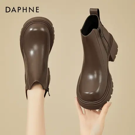 达芙妮高跟短靴女烟筒瘦瘦靴子冬季加绒2026新款爆款厚底切尔西靴商品大图