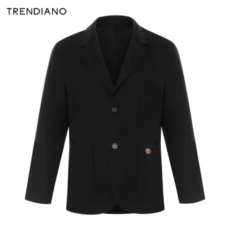 TRENDIANO官方毛呢简约翻领休闲西装外套男2023新款冬季图片