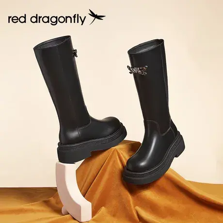 红蜻蜓骑士靴2023年冬季新款长筒靴女厚底加绒小个子增高时装长靴图片