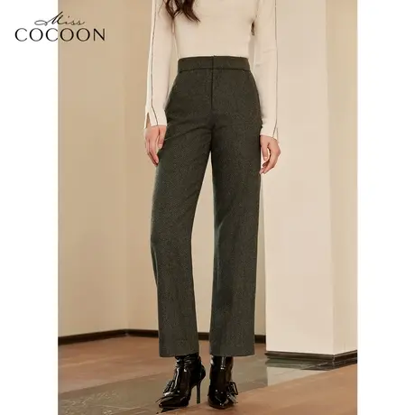 missCOCOON羊毛西装裤女2023新款春秋高腰显瘦复古休闲长直筒裤子商品大图