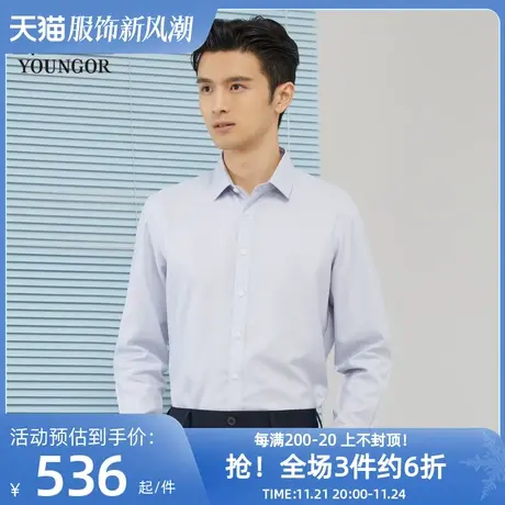 雅戈尔奥莱 商场同款男士长袖衬衫秋季新款官方商务休闲免烫衬衫商品大图