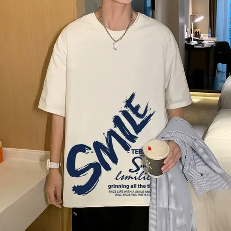 纯棉短袖T恤男夏季港风美式vintage潮牌2024新款半袖嘻哈宽松体恤商品大图