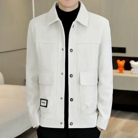 翻领短款呢子夹克男士潮流帅气百搭男装秋冬季雪尼尔高端休闲外套商品大图