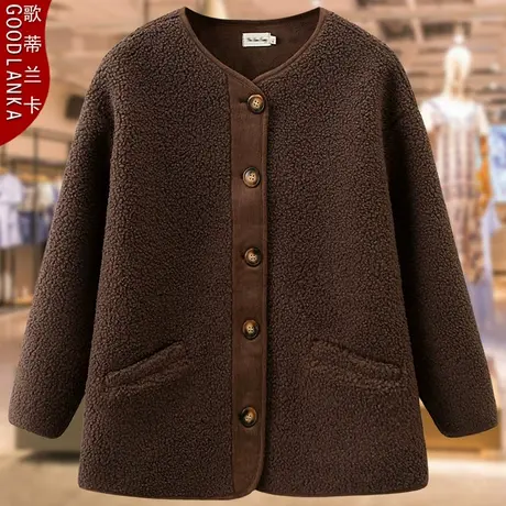 大码中年妈妈秋冬加厚羊羔绒大衣女宽松洋气保暖皮毛一体夹克外套商品大图
