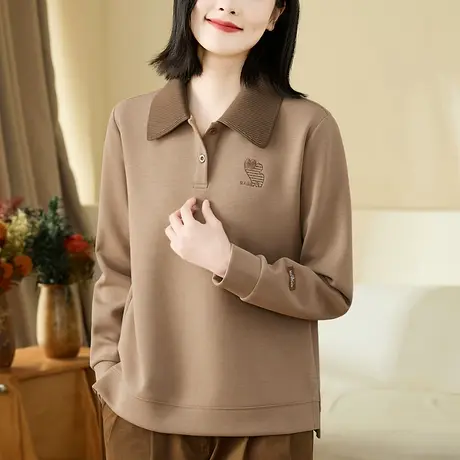 POLO领卫衣女春秋新款洋气减龄中年妈妈秋装上衣宽松藏肉显瘦外套商品大图