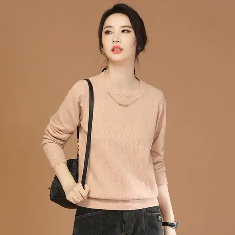 韩潮袭人韩版气质圆领毛衣女冬季新款软糯慵懒保暖针织衫上衣图片