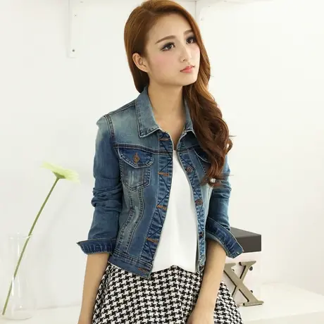 牛仔外套女短款修身韩版潮显瘦学生长袖春秋大码牛仔服上衣弹力图片